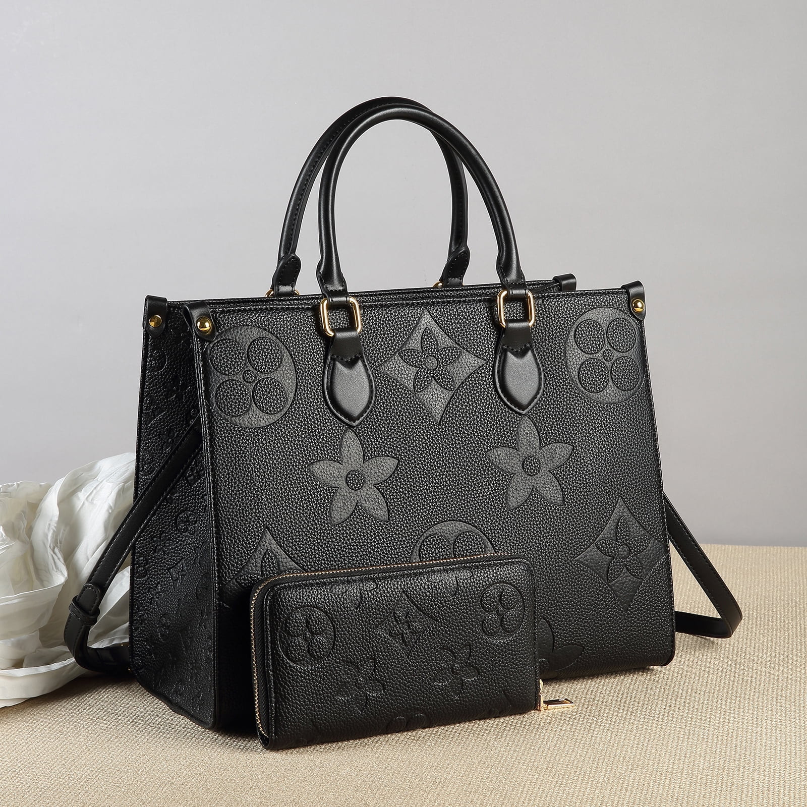 Mila Kate Top Handle Satchel Bags for Women, Shoulder Purses with Wallet,Black Messenger Tote Bag... | Walmart (US)