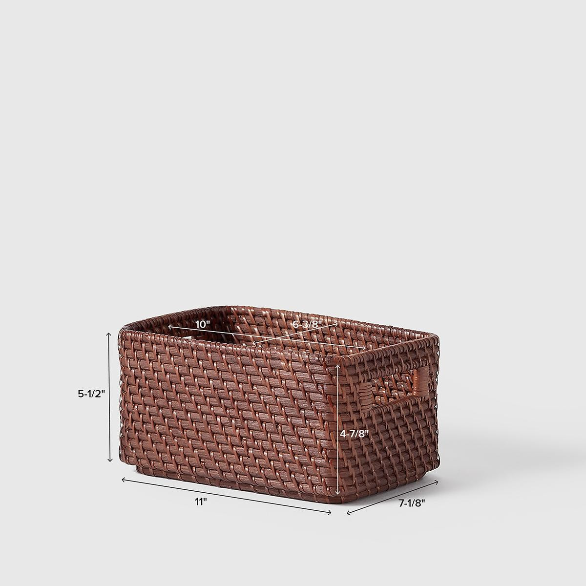 Marie Kondo Medium Ori Curved Rattan Bin Kocha Brown | The Container Store