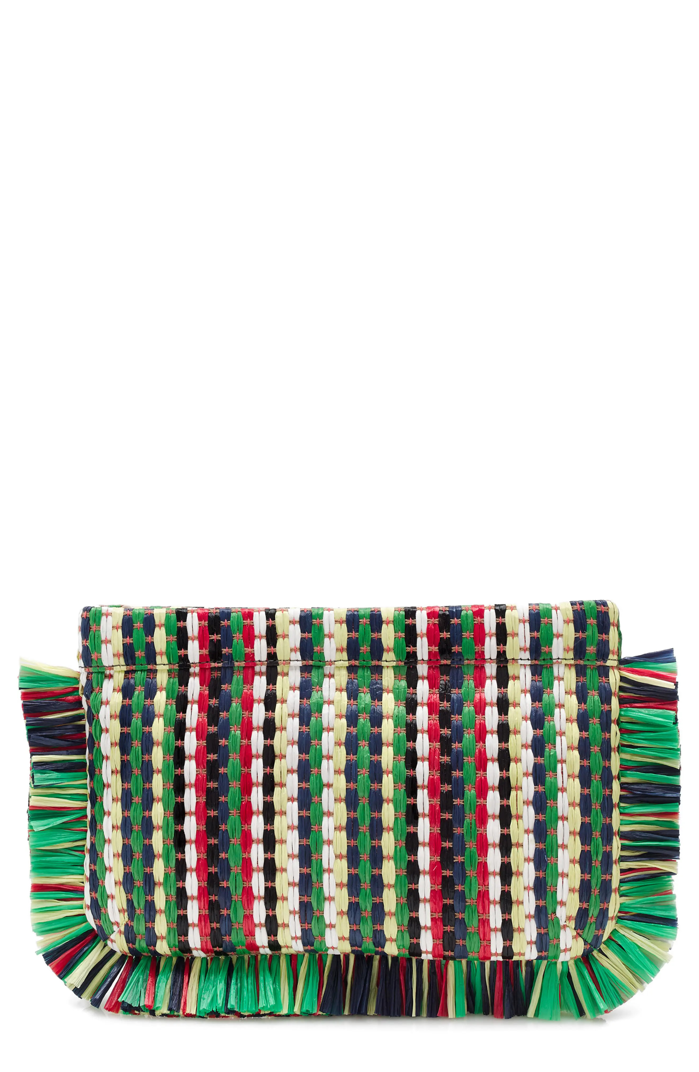 J.Crew Stripe Straw Clutch Bag | Nordstrom