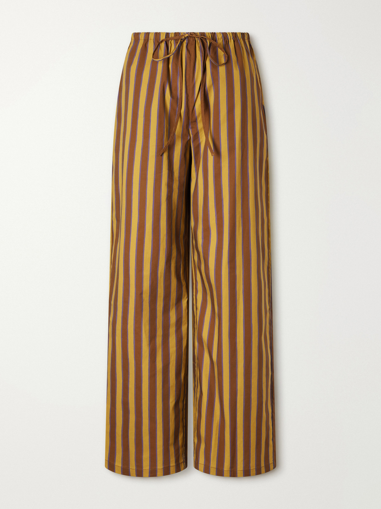 STAUD - Mateo Striped Stretch Cotton-gabardine Mid-rise Wide-leg Pants - Brown | NET-A-PORTER (US)