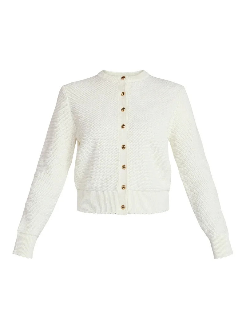 Time and Tru Women's Button Front Textured Cardigan, Sizes XS-XXXL | Walmart (US)