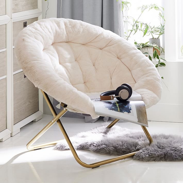 Polar Bear Faux-Fur Ivory Hang-A-Round Chair | Pottery Barn Teen