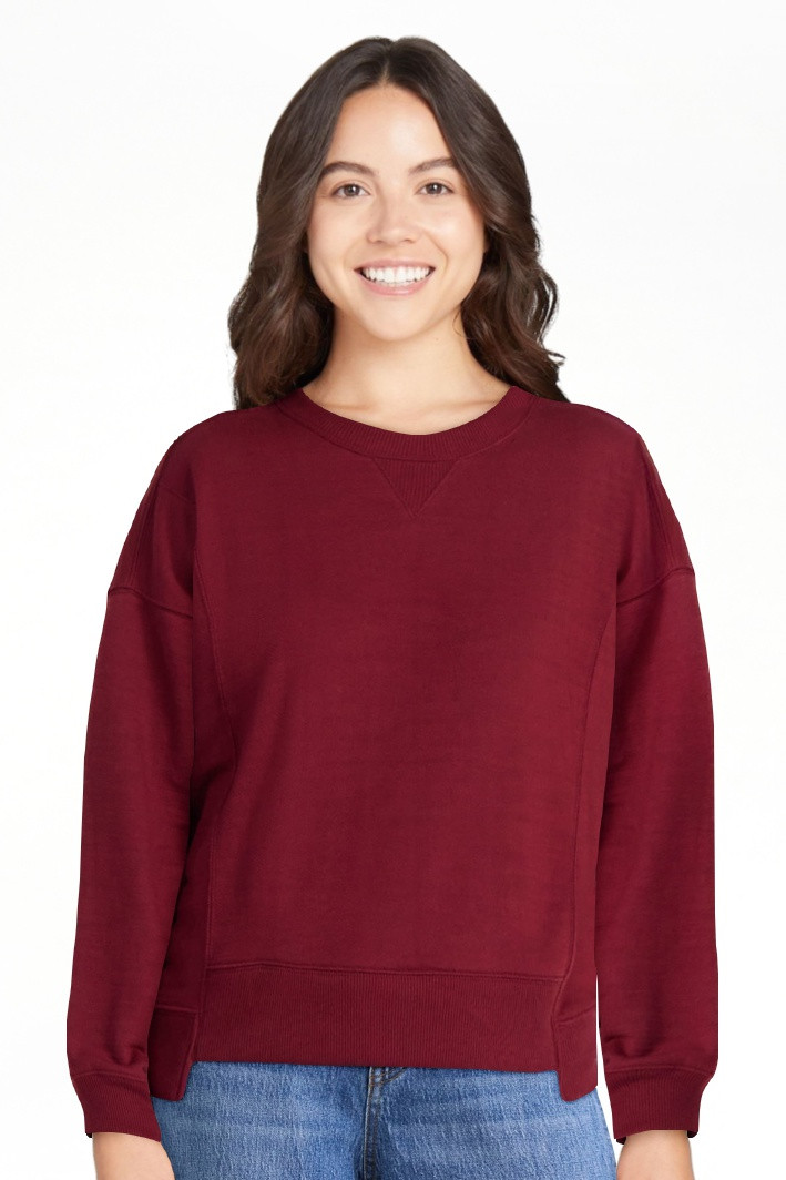 Time and Tru Women’s Ribbed Panel Sweatshirt with Long Sleeves, Sizes XS-XXXL - Walmart.com | Walmart (US)