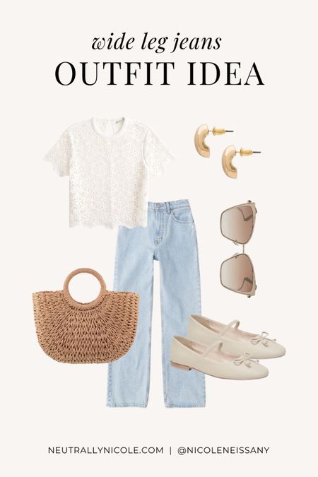 Wide leg jeans outfit

// wide leg denim outfit, how to style wide leg jeans, how to wear wide leg jeans, spring outfit, spring outfits, casual outfit, school outfit, work outfit, brunch outfit, date night outfit, spring denim trends, spring jeans trends, spring trends, spring fashion trends, spring shoes, spring shoe trends, lace top, lace tee, crochet top, crochet tee, light wash denim, ballet flats, woven tote bag, cat eye sunglasses, teardrop earrings, Abercrombie jeans, Abercrombie denim, DIFF eyewear, Amazon fashion, Dolce Vita, neutral outfit, neutral fashion, neutral style, Nicole Neissany, Neutrally Nicole, neutrallynicole.com (4.16)

#LTKfindsunder50 #LTKshoecrush #LTKitbag #LTKSeasonal #LTKsalealert #LTKstyletip #LTKfindsunder100