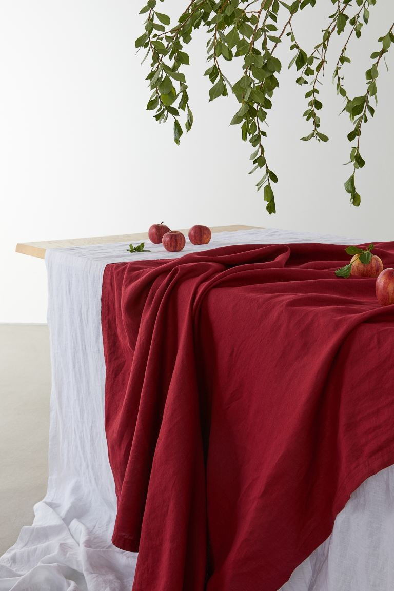 Washed Linen Tablecloth - Dark red - Home All | H&M US | H&M (US + CA)