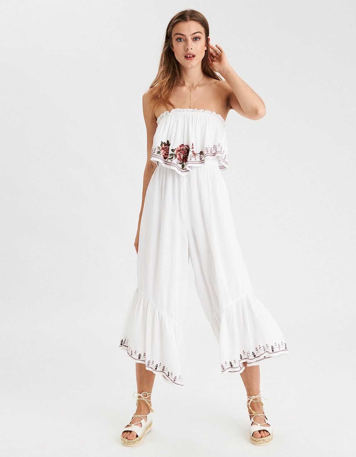 AE Wide Leg Jumpsuit, White | American Eagle Outfitters (US & CA)