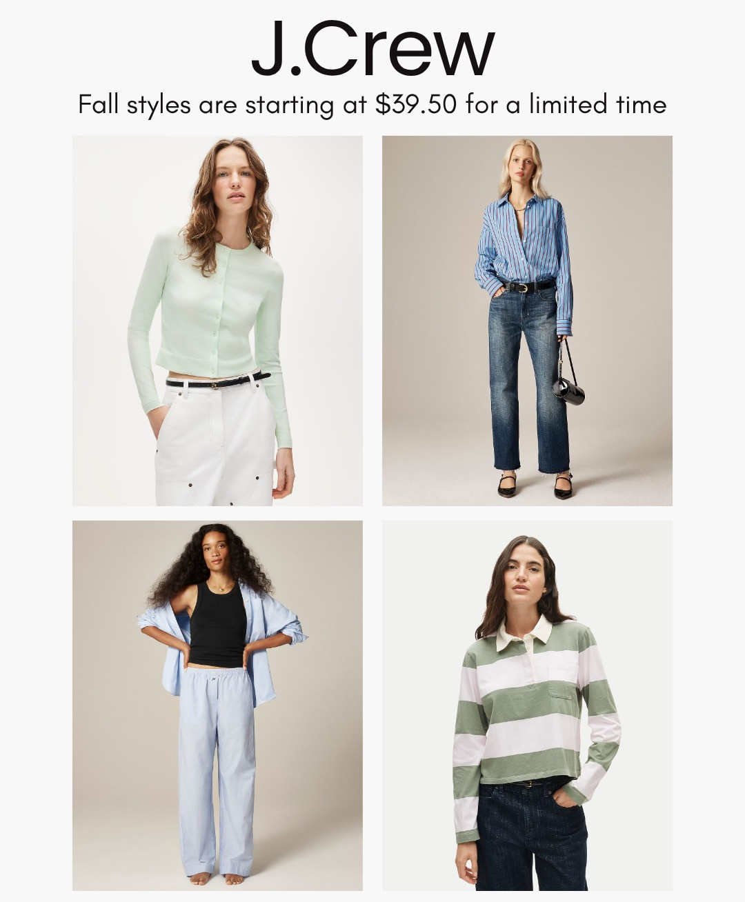 [9/25/26] J.Crew sale 🤍 | Fall styles are starting at $39.50 for a limited time!

#LTKootd #LTKSeasonal #LTKSaleAlert