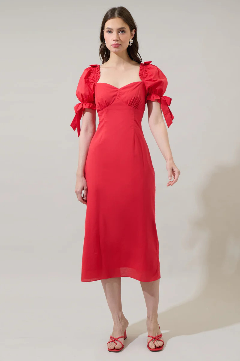 Genola Bow Midi Dress | Sugarlips