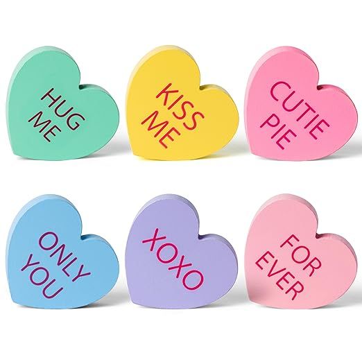 WATINC 6Pcs Valentine Heart Table Decor Tiered Tray Signs, Happy Valentine's Day Double-sided Con... | Amazon (CA)