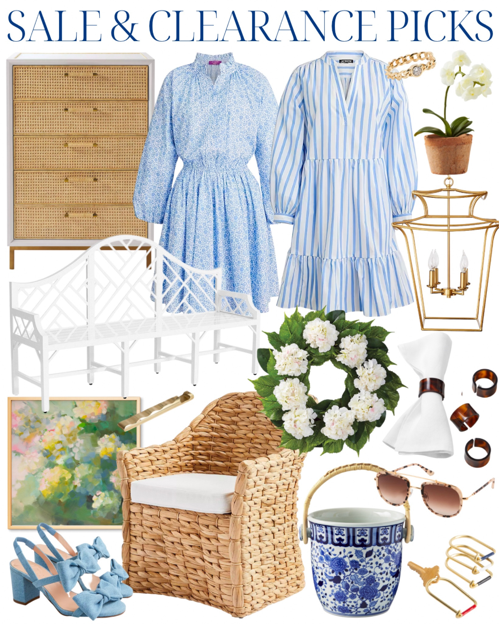 Rattan woven tall grasscloth cane dresser coastal furniture grandmillennial home blue floral Liberty print dress diamond ring white faux orchid gold lantern entry hallway kitchen dining light white chippendale garden bench white hydrangea wreath summer porch tortoise tortoiseshell napkin rings classic table summer tablescape summer entertaining blue and white chinoiserie drink champagne beverage bucket woven rattan swivel chair blue bow heels wedding guest outfit shoes hydrangea set print Father’s Day gift idea Mother’s Day gift idea 

#LTKstyletip #LTKsalealert #LTKhome