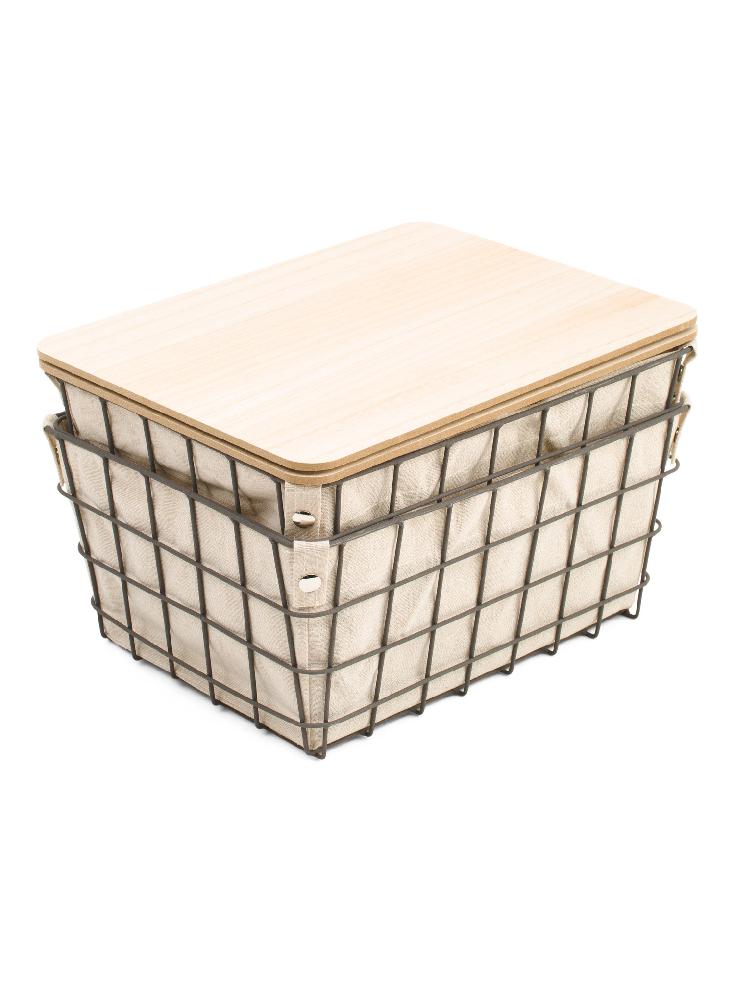 2pk Large Metal Wire Bins With Liner And Wood Lid | Office & Storage | Marshalls | Marshalls