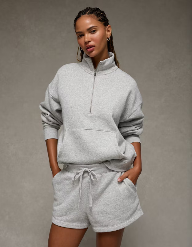 AE Everyday Luxe Quarter Zip Sweatshirt | American Eagle Outfitters (US & CA)