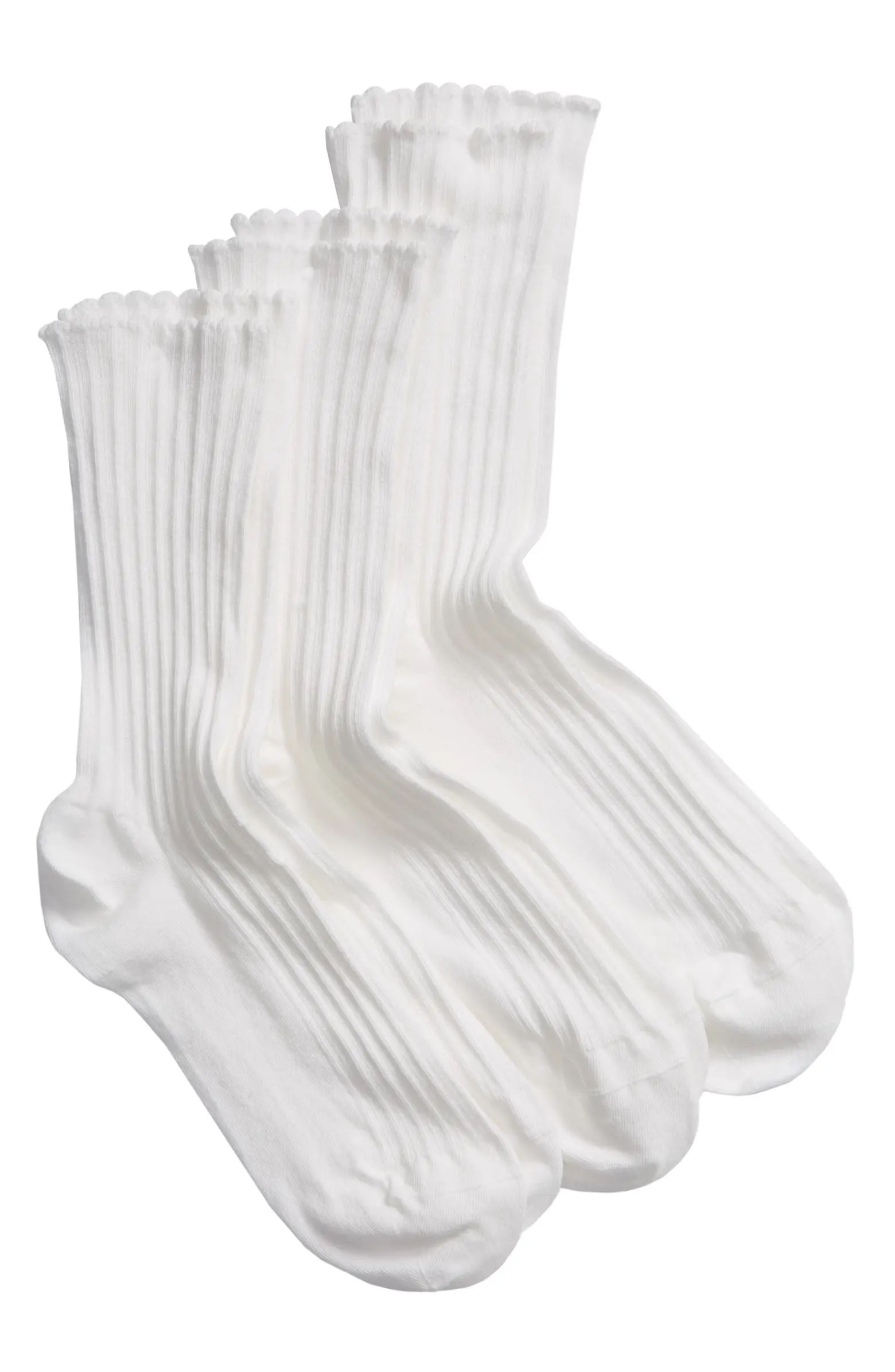 3-Pack Scalloped Rib Socks | Nordstrom
