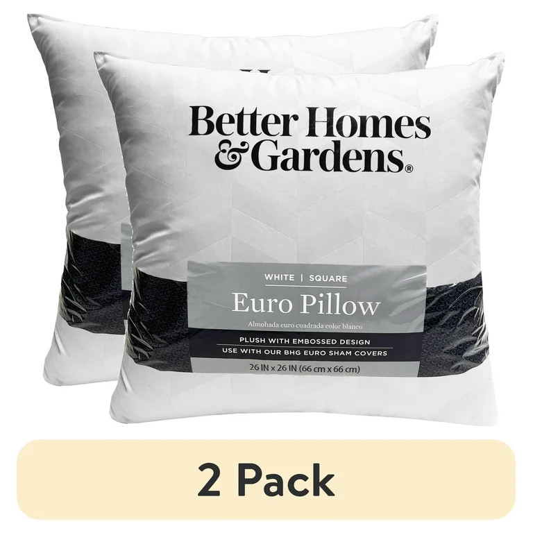 (2 pack) Better Homes and Gardens Euro Pillow Insert, 26"x26" | Walmart (US)