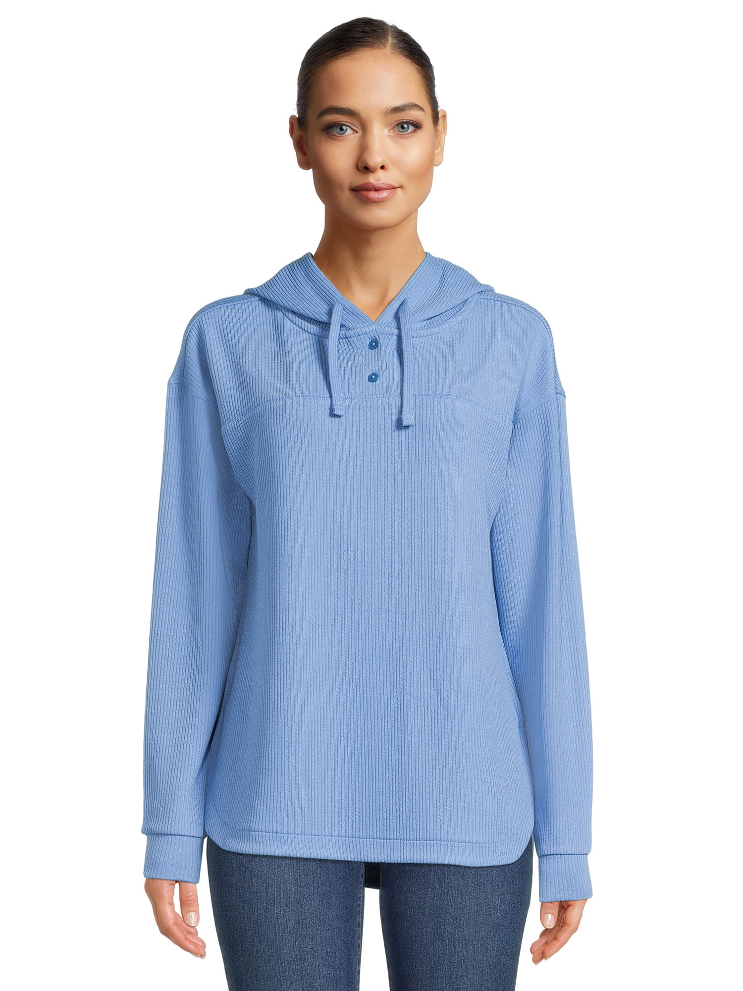 Time and Tru Women's Rib Tunic Hoodie, Sizes XS-XXXL | Walmart (US)