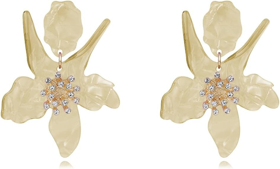 Flower Earrings for Women Trendy Chic Bohemian Unique Large Resin Acrylic Flower floral Dangle Dr... | Amazon (US)