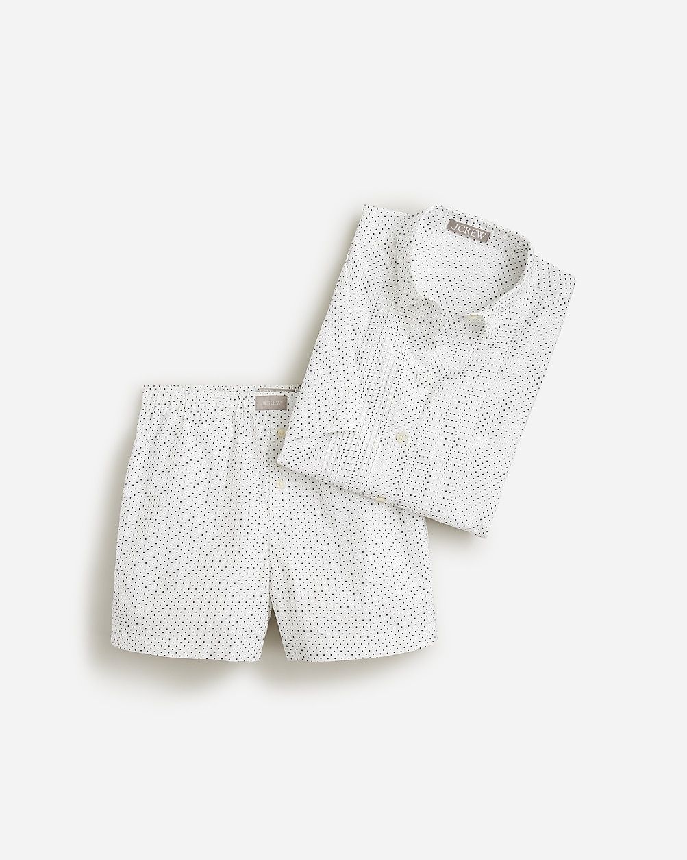 Cropped tuxedo boxer short set in dot cotton poplin | J.Crew US