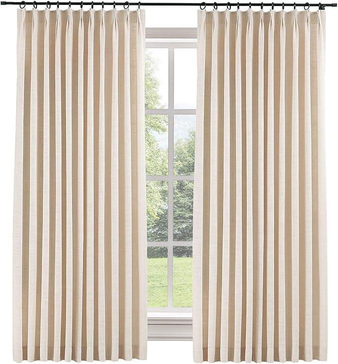 TWOPAGES 84 W x 96 L inch Pinch Pleat Darkening Drapes Faux Linen Curtains Drapery Panel for Livi... | Amazon (US)