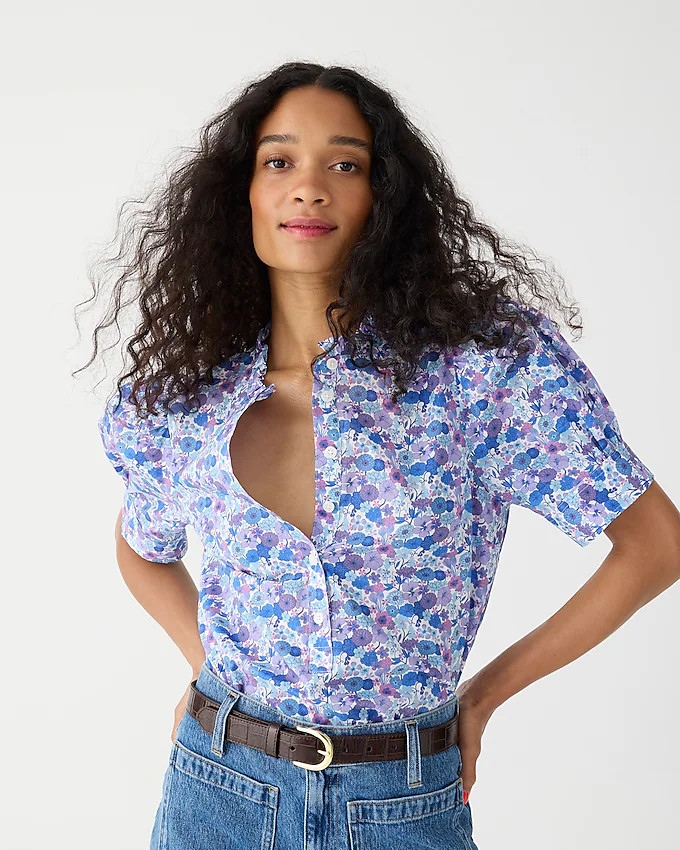 Puff-sleeve button-front shirt in Liberty® Arrow Floral fabric | J. Crew US