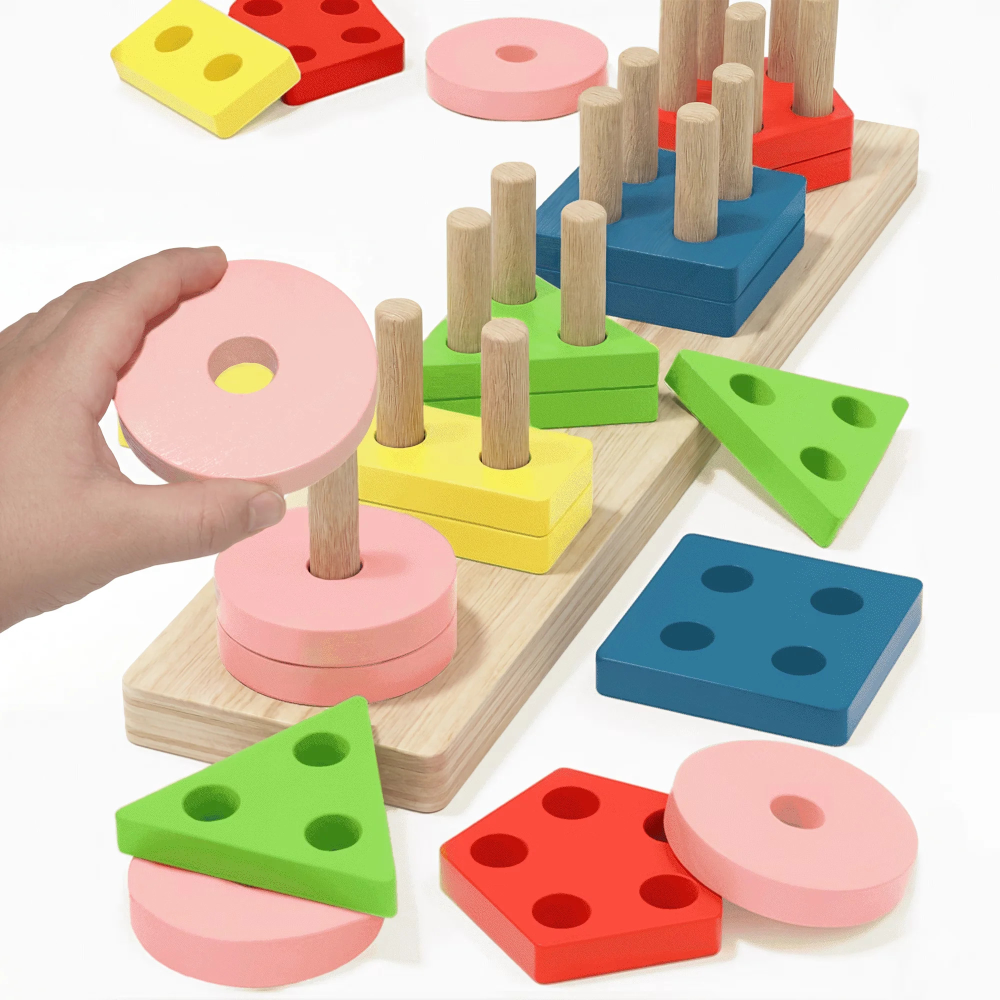 BIGODY Extra Large Montessori Wooden Shape Sorter Toy for Toddlers 1-3 2-4,  Sorting & Stacking E... | Walmart (US)