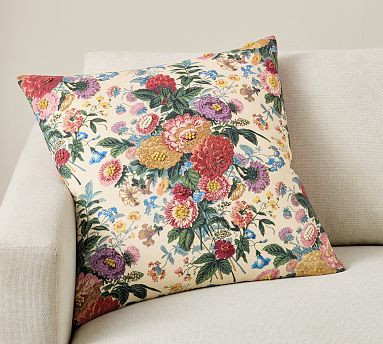 Lyla Floral Reversible Embroidered Pillow | Pottery Barn (US)