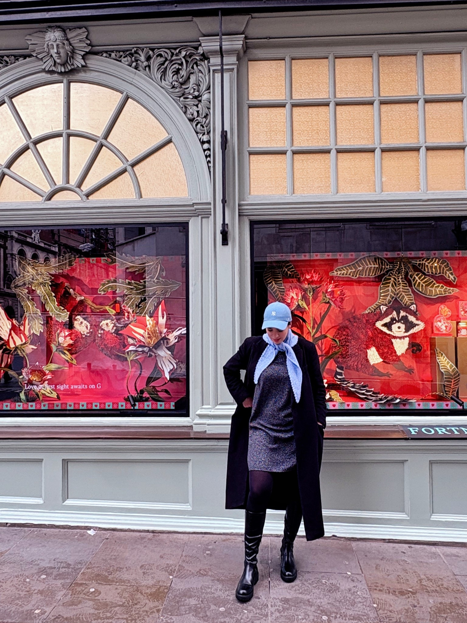 Rainy day fit in London ☔️ 

Feat. Yankees cap, vintage cashmere coat, Anthropologie knitted scarf, old H&M dress & new (super cheap!) comfy boots. 🖤

#LTKmidsize #LTKuk #LTKwinter