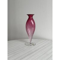Pink Twisted Blown Glass Vase, Artistic & Elegant Design, Colorful Decoration, Modern Interior, Cristallerie Du Val Saint Lambert | Etsy (US)