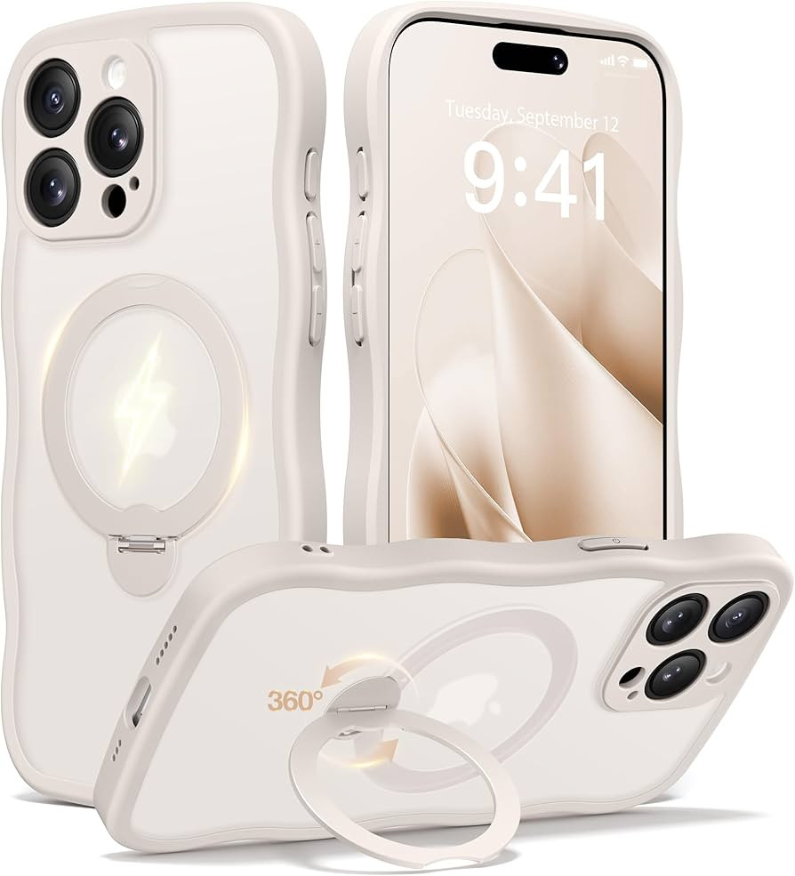 CAPRARO for iPhone 15 Pro Case with 360° Spin Magnetic Stand for Women, [Compatible with MagSafe... | Amazon (US)