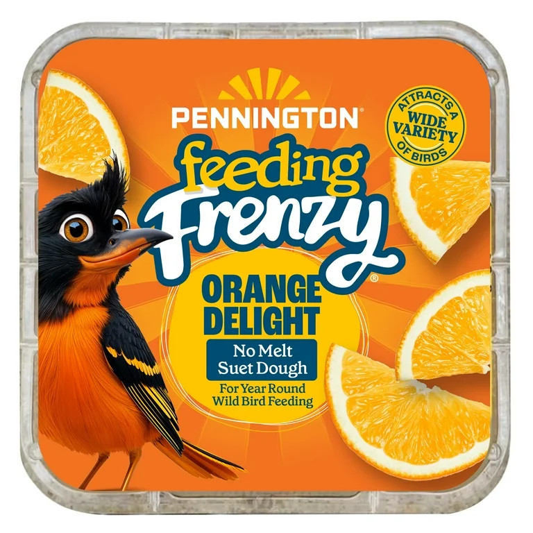 Pennington Feeding Frenzy Orange Delight Suet, 11.75 oz Cake, Wild Bird Food, 1 Pack, Fresh | Walmart (US)