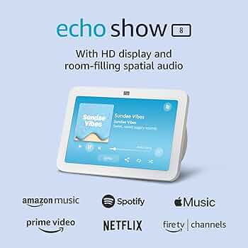 Amazon Echo Show 8 (newest model), With Spatial Audio, Smart Home Hub, and Alexa, Glacier White | Amazon (US)