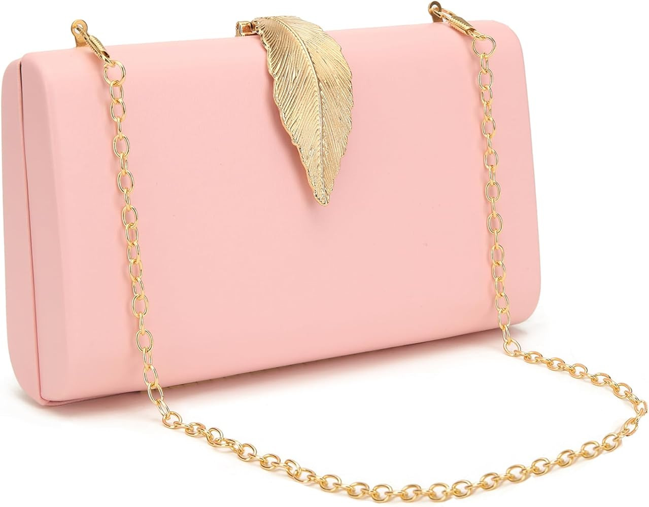 Women's Fashion Evening Bags with Golden Leaves Crossbody Shoulder Handbag Chain Removable | Amazon (US)