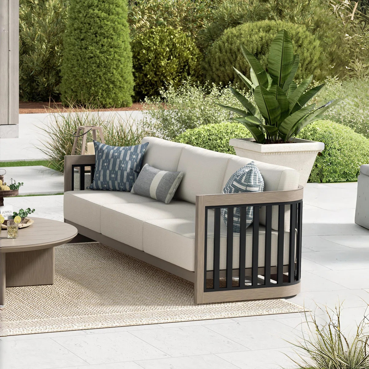 Sereno Patio Aluminum Sofa With Cushions | Wayfair North America