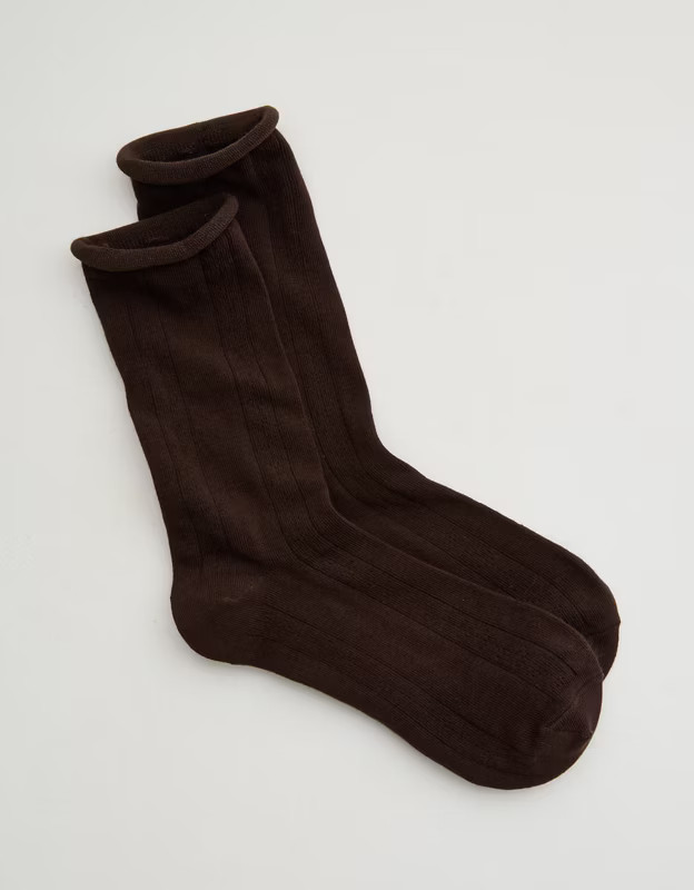 Aerie Knit Pointelle Crew Socks | Aerie