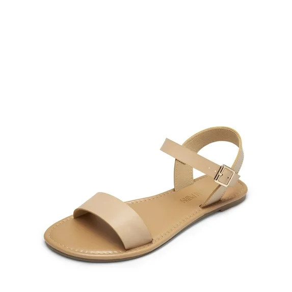 DREAM PAIRS Women's Ankle Strap Flat Sandals Open Toes One Band Buckle Summer Dressy Sandals | Walmart (US)
