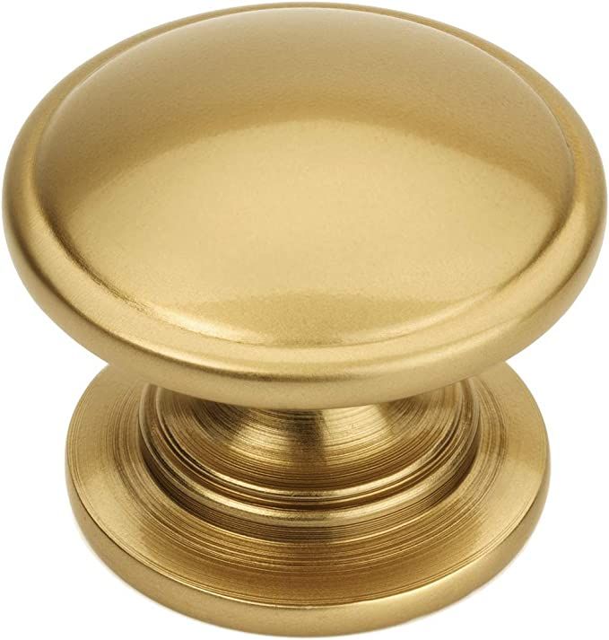 10 Pack - Cosmas 4702GC Gold Champagne Cabinet Hardware Round Knob - 1-1/4" Diameter - Wide Base | Amazon (US)