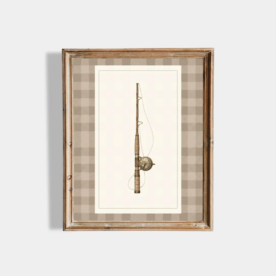 Vintage Fishing Rod Wall Art Printable, Fishing Nursery Decor, Rustic Cabin Wall Art, Lake House ... | Etsy (US)
