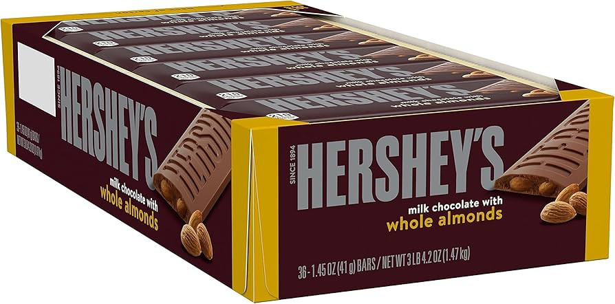 Hershey's Milk Chocolate with Whole Almonds Candy Bar, 1.45 oz., 36/Box (HEC24100) | Amazon (US)