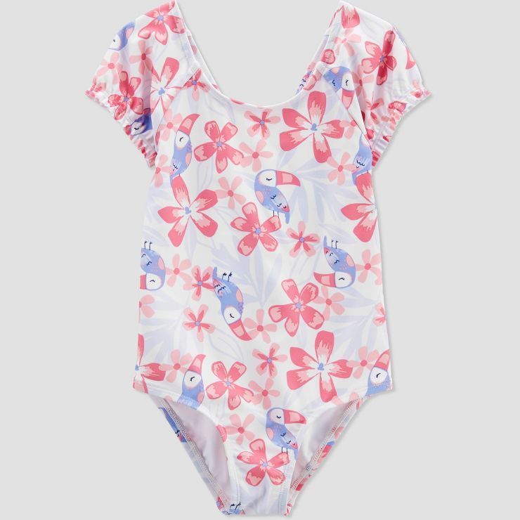 Carter's Just One You® Toddler Girls' Floral One Piece Swimsuit - Pink/White | Target