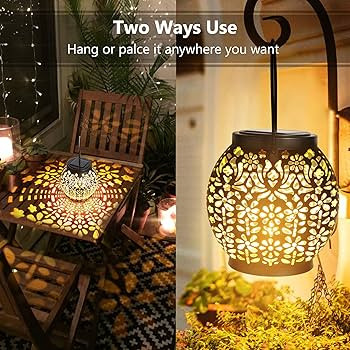 Brizled Solar Lantern Lights, 2 Pack Outdoor LED Hanging Lantern Lights with Star Projection, War... | Amazon (US)