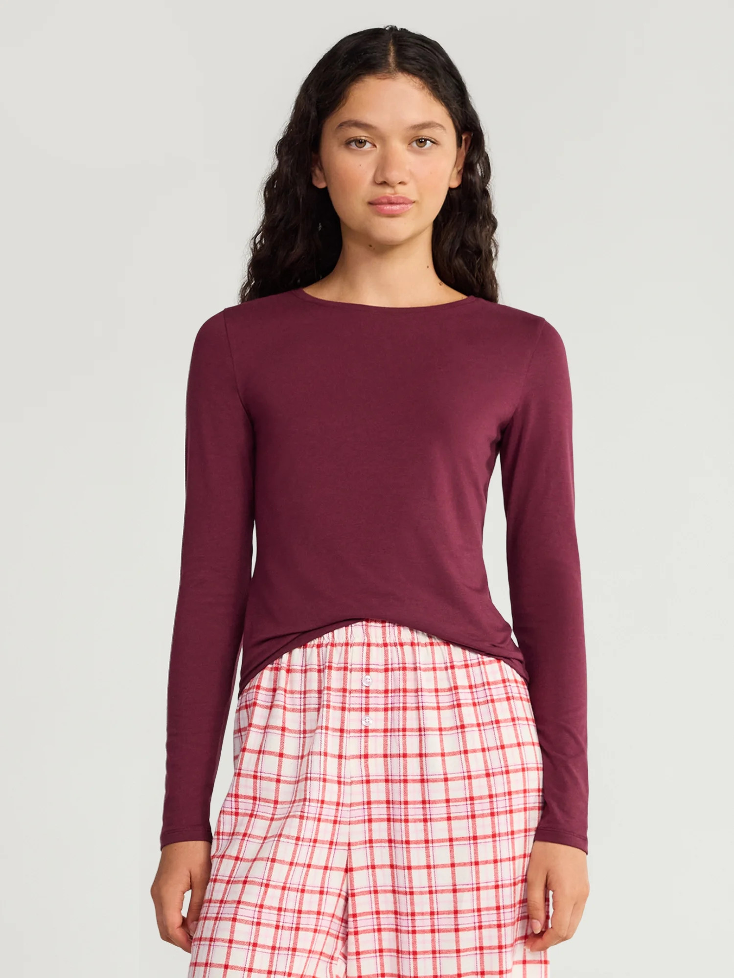 No Boundaries Crewneck Tee with Long Sleeves, Women's & Women's Plus XXS-4X | Walmart (US)