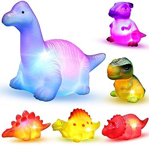 MAPIXO 6 Packs Light-Up Floating Dinosaur Bath Toys Set, for Baby Toddler Nephew in Birthday Chri... | Amazon (US)