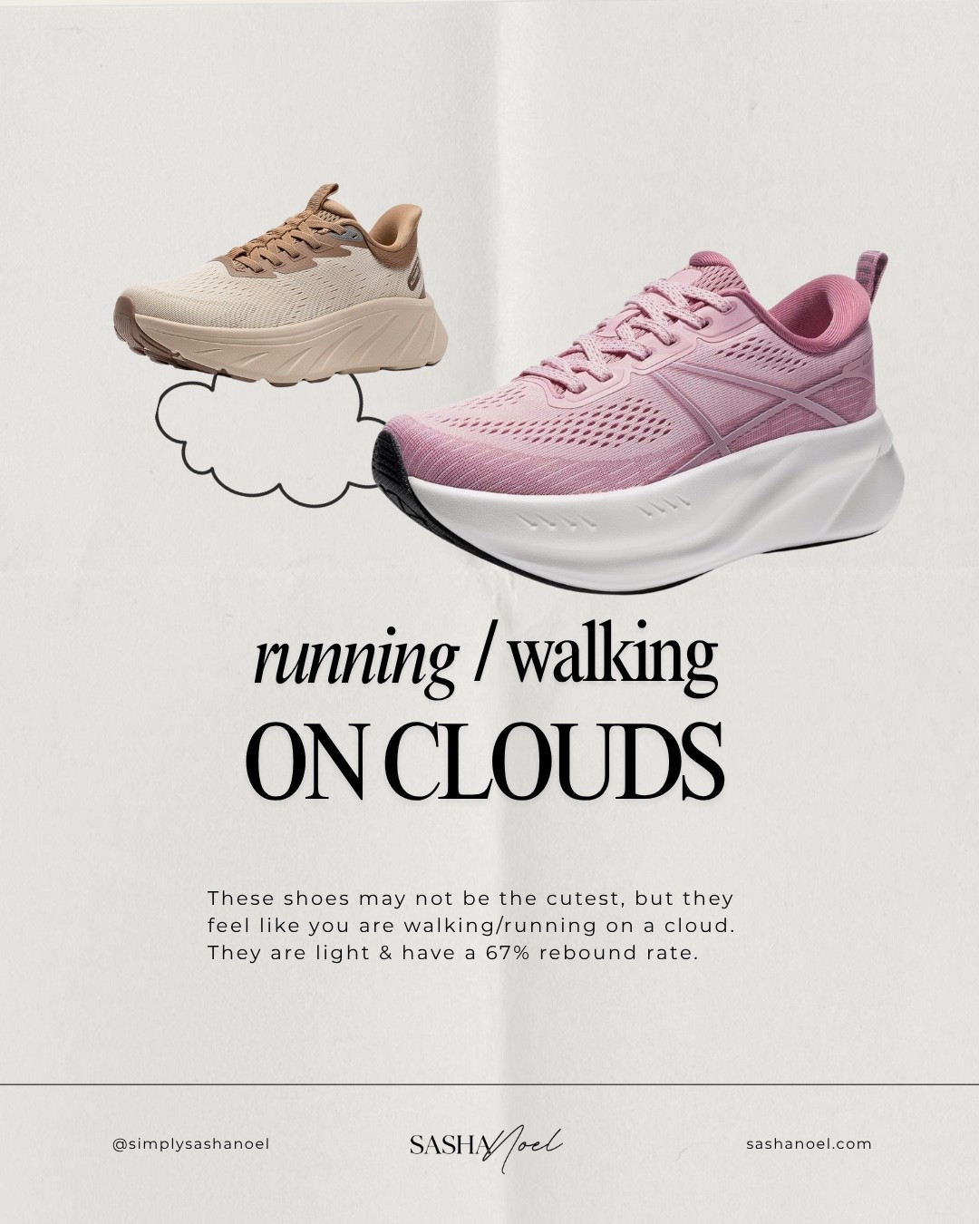 🏃🏽‍♀️☁️ Walking on clouds is not an exaggeration. These sneakers are unbelievably comfortable and they’re ON SALE right now! If you’ve been looking for an everyday walking shoe, travel shoe, or gym-to-errands sneaker, this is your sign. 🤍💗
#LTKSaleAlert #LTKShoeFinds #WalkingShoes #ComfortStyle #LTKFitness

#LTKfitnessgoals