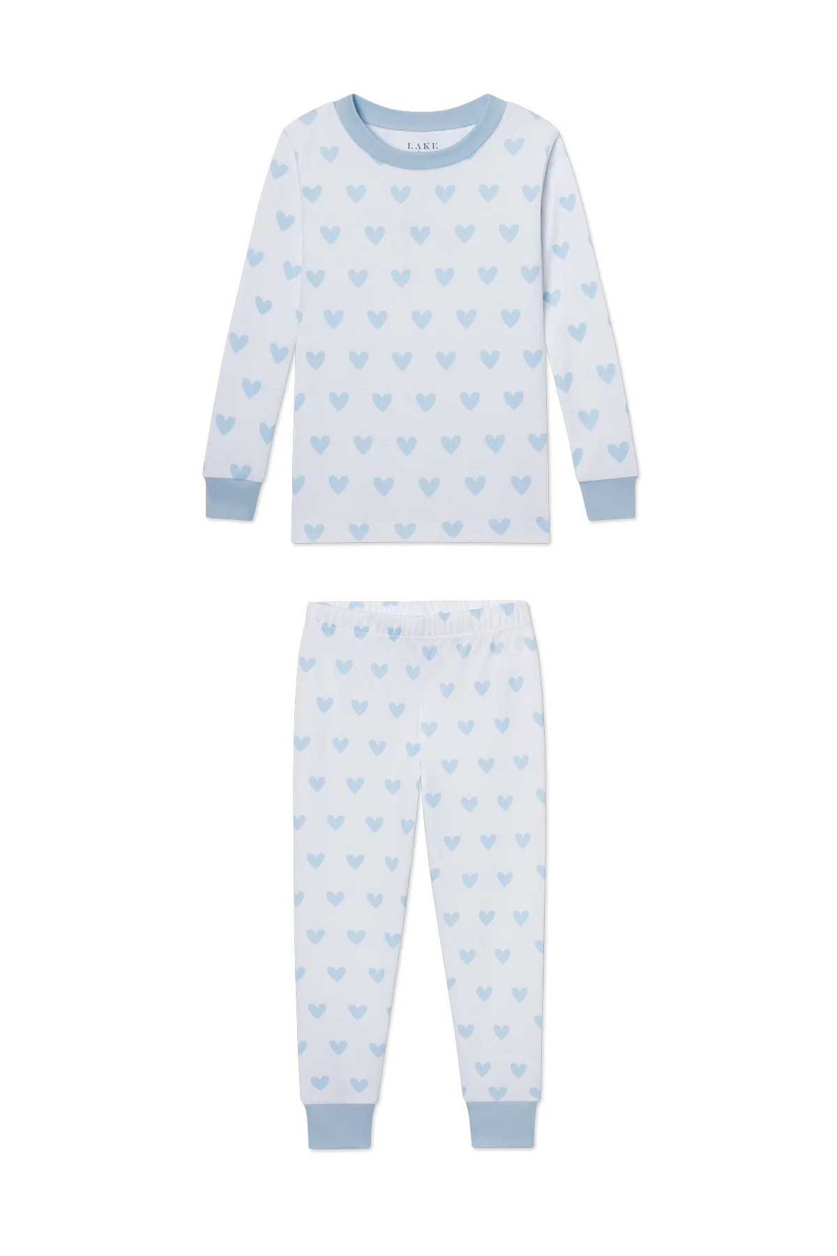 Kids Long-Long Set in French Blue Heart | Lake Pajamas