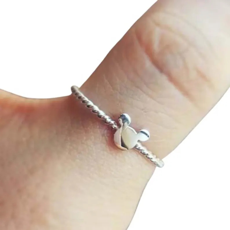 Sterling Silver Disney Mouse Ring, Handmade Rope Band | Etsy (Global)