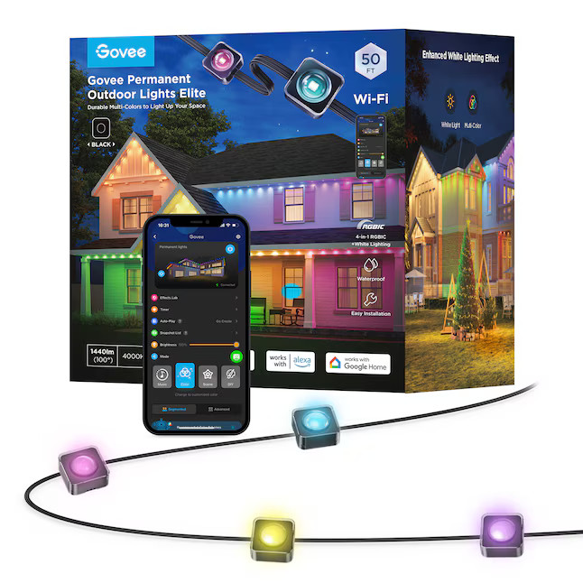 Govee 50-ft Plug-in Black Indoor/Outdoor String Light with Color changing -Light LED Mini Bulbs B... | Lowe's