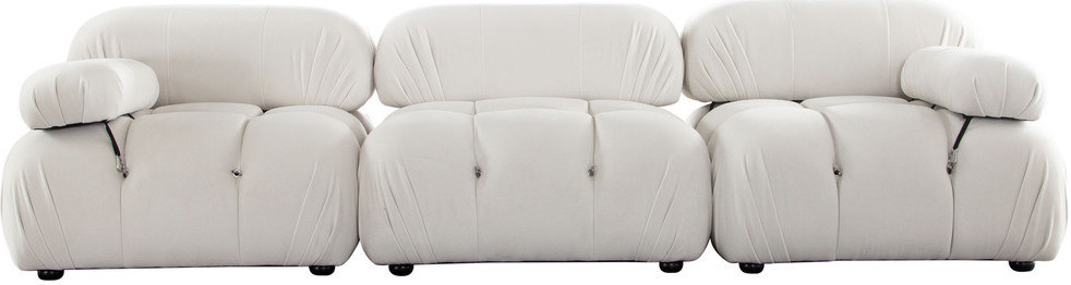 Paloma 3Pc Modular 111 Inch Sofa In Light Cream Velvet | 1stopbedrooms