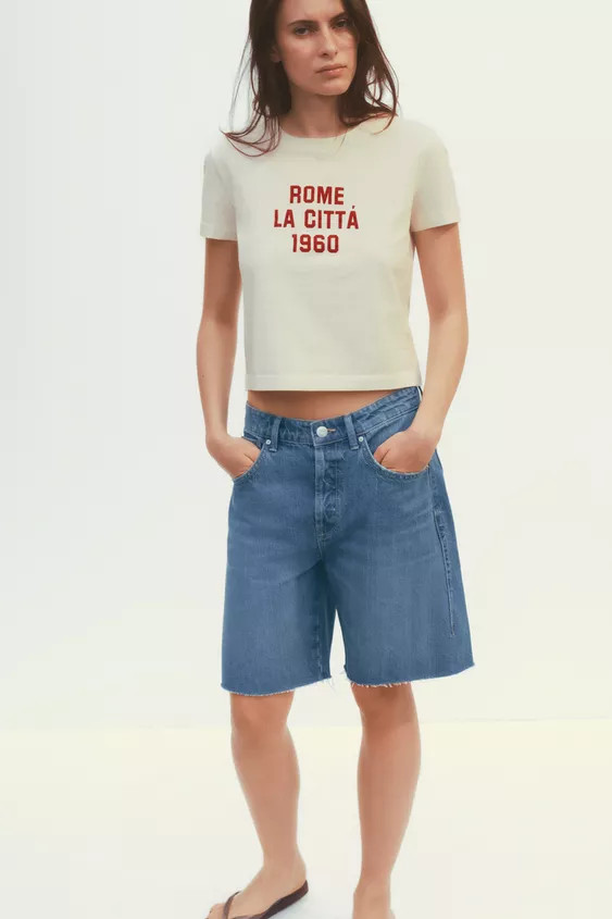 MID-RISE TRF BELT LOOP DENIM SHORTS | Zara US