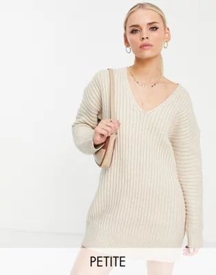 4th & Reckless Petite oversized sweater dress in camel | ASOS (Global)