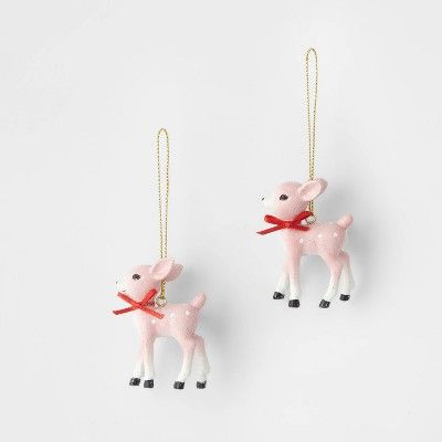 Retro Small Deer Christmas Tree Ornament 2pk - Pink - Wondershop™ | Target