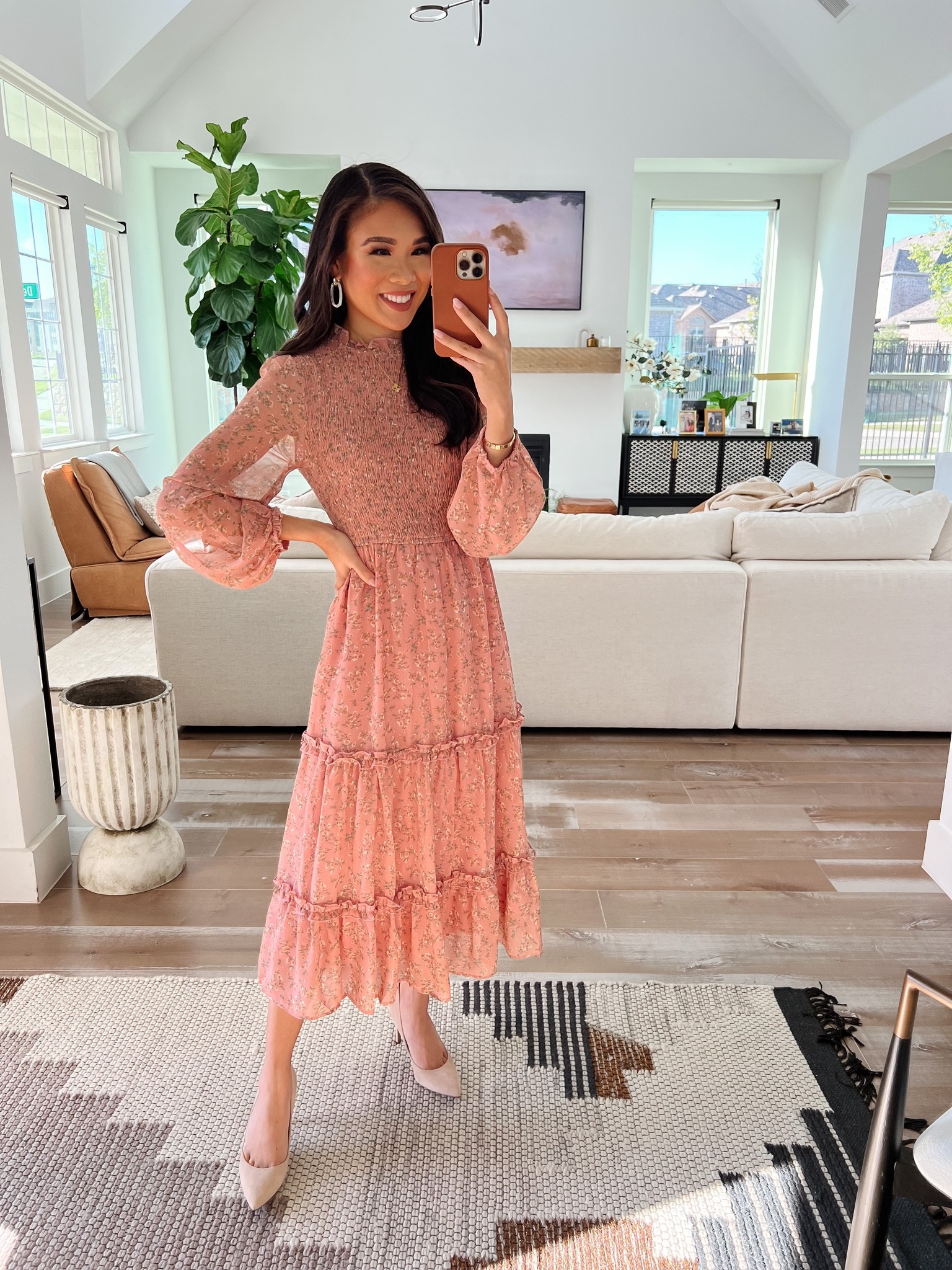 Fall dress on sale for 25% off with the LTK Sale! Love this dress because it’s so comfortable and versatile. Wear for bridal showers, date night, fall family photos and more. Wearing size XS and pairing with suede heels. 

#LTKstyletip #LTKSale #LTKsalealert